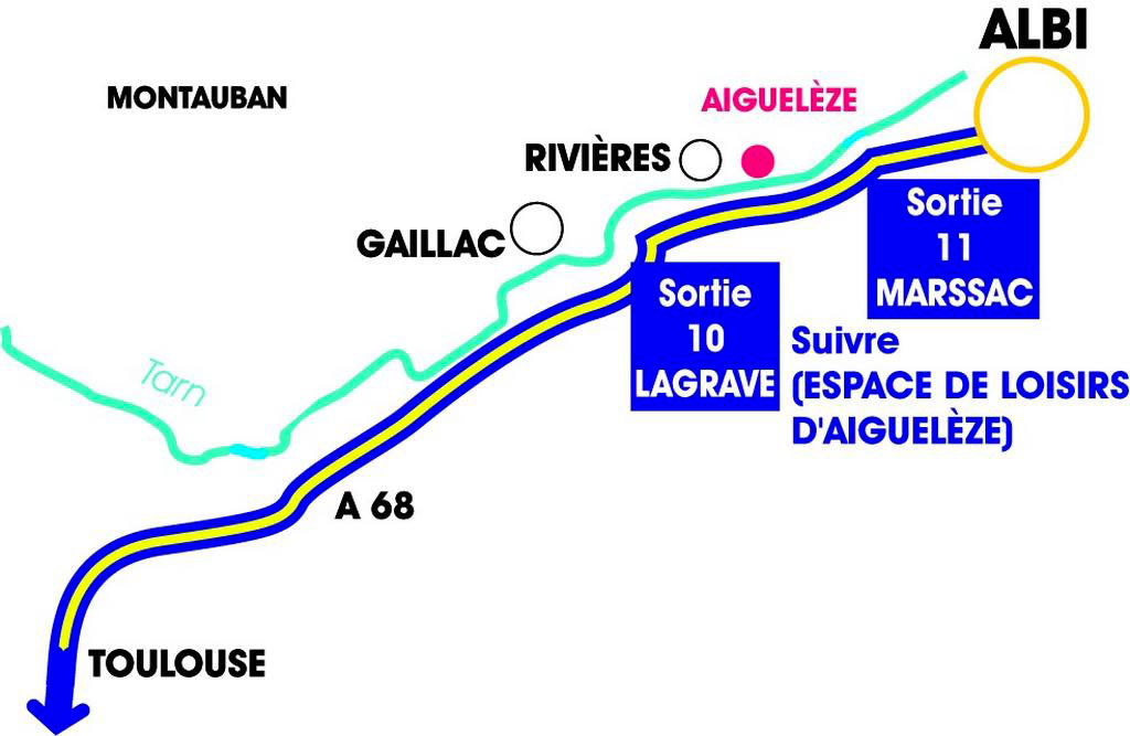 carte itinéraire camping les Pommiers d'Aiguelèze